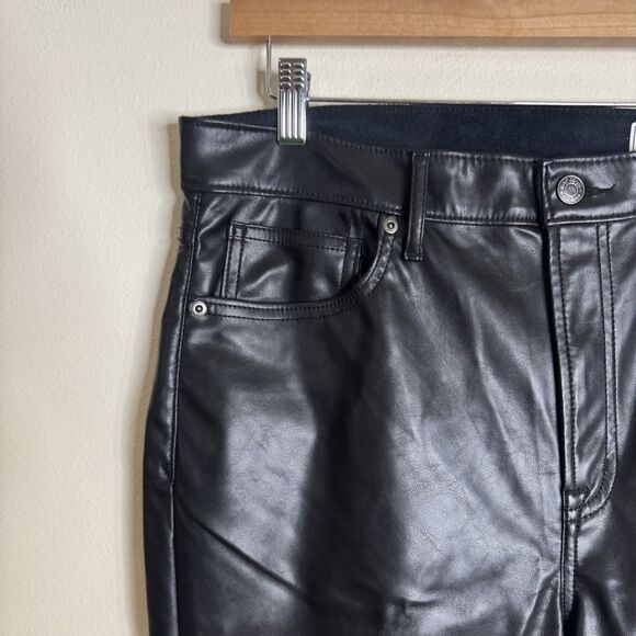 GAP Pants Womens 32 Black 70s Flare High Rise Faux Leather Retro Boho Style - Picture 6 of 13